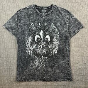 Y2K Cyber Grunge T Shirt Men XL Gray Black Graphic Tee Skater 2000s Style